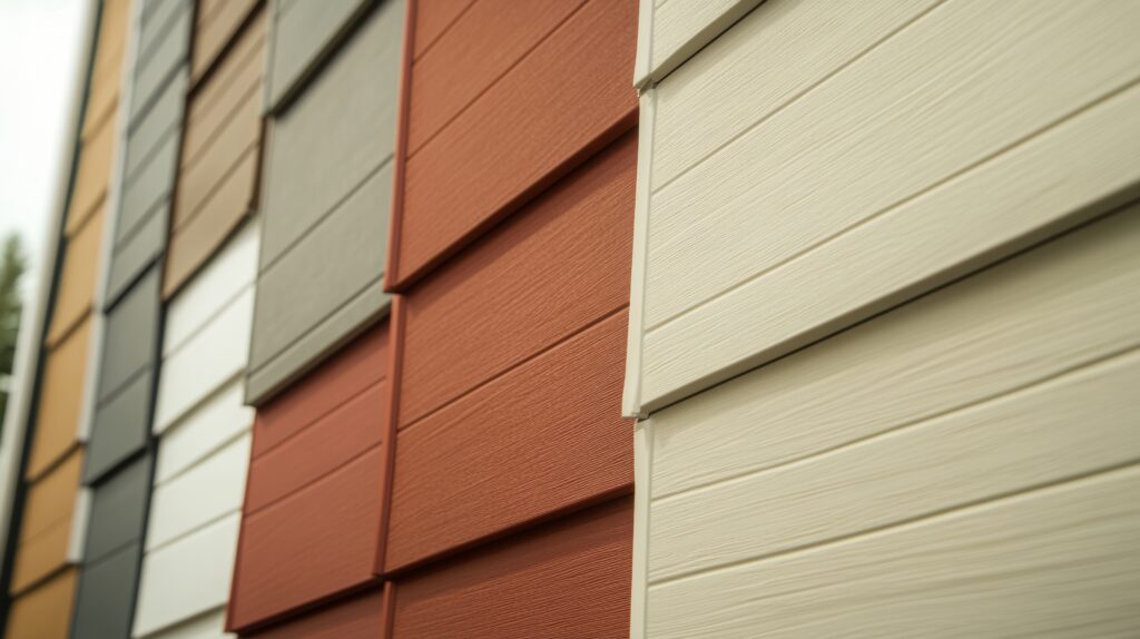 Siding Installation with Different colors of vinyl siding showcased on a building exterior for home improvement projects
